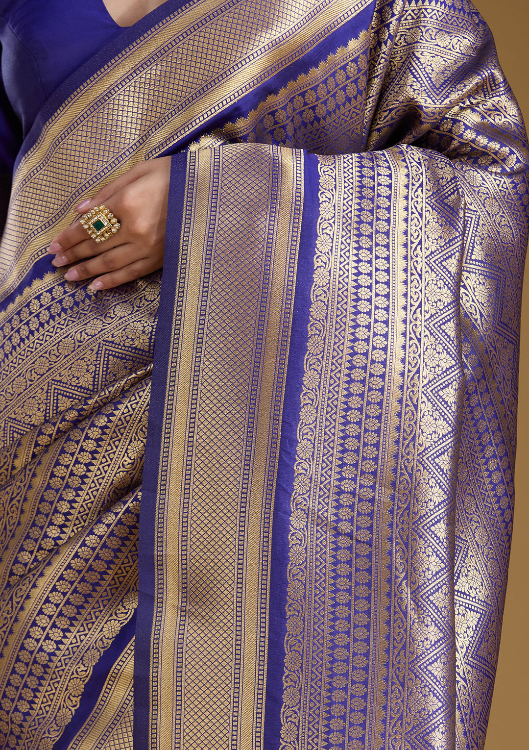 Royal Blue Zariwork (Gold) Art Silk Silk_Saree