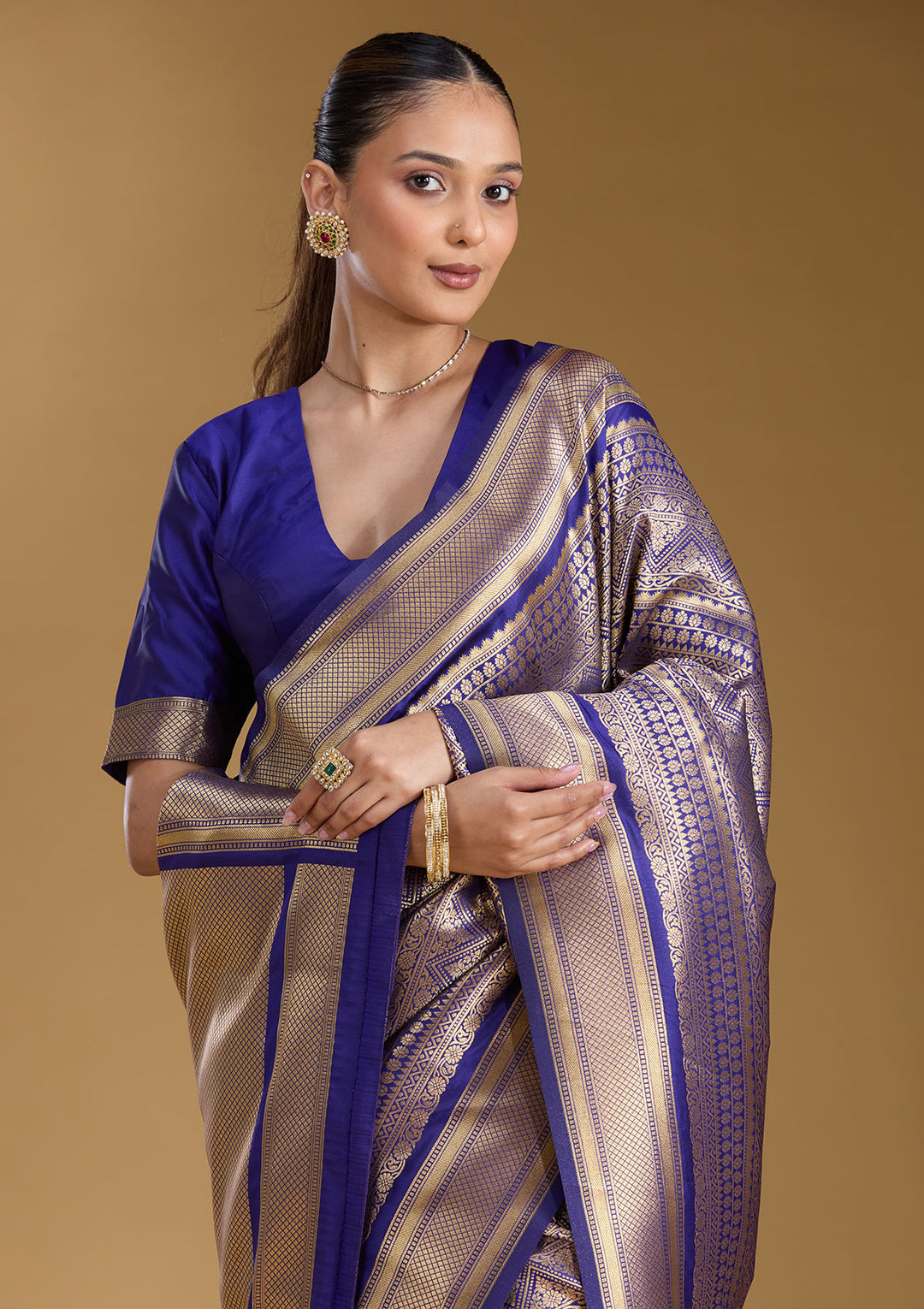 Royal Blue Zariwork (Gold) Art Silk Silk_Saree
