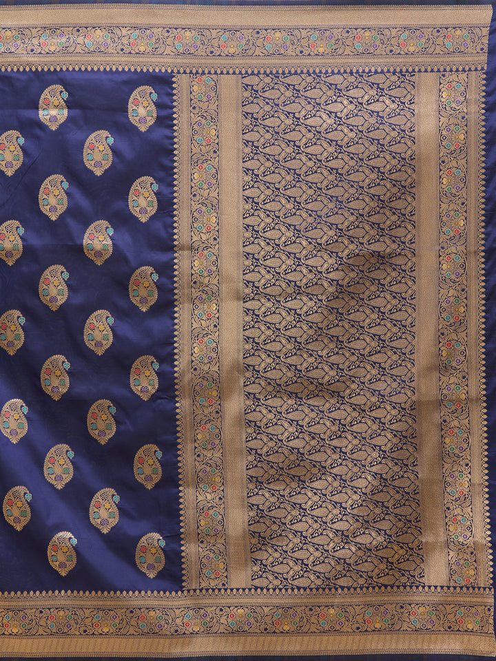 Navy Blue Zariwork Art Silk Silk_Saree