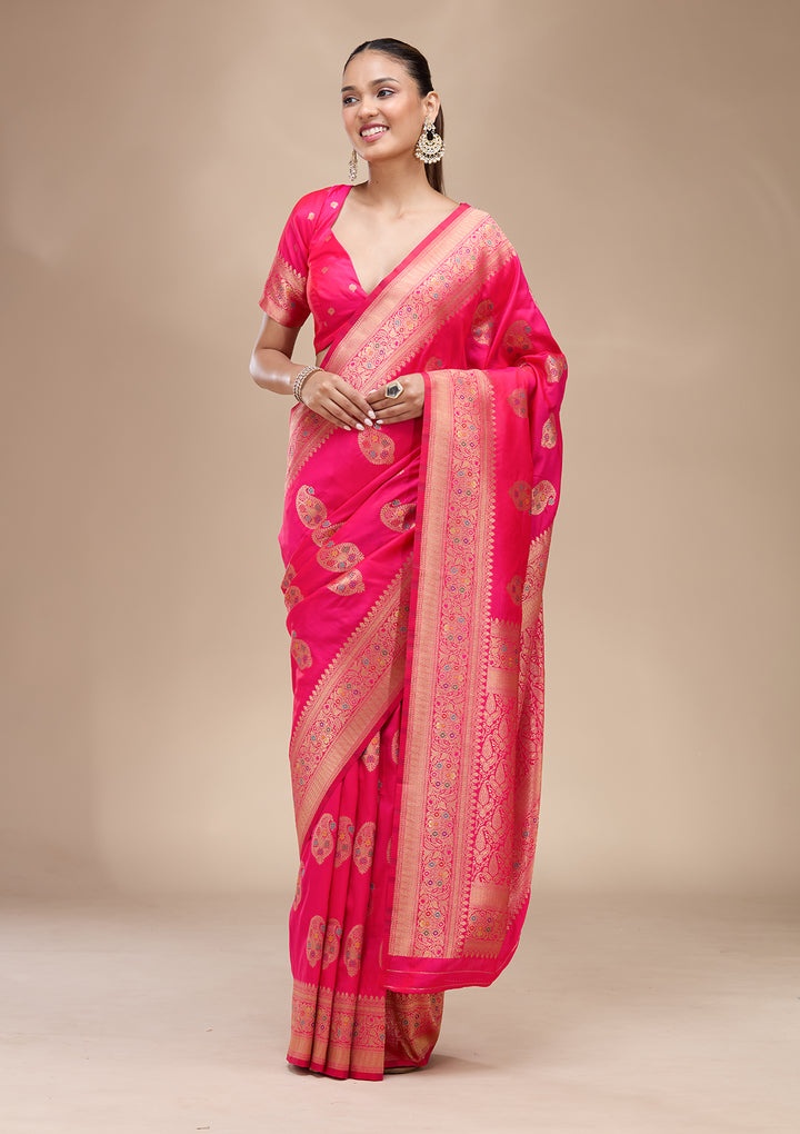 Pink Zariwork Art Silk Silk_Saree