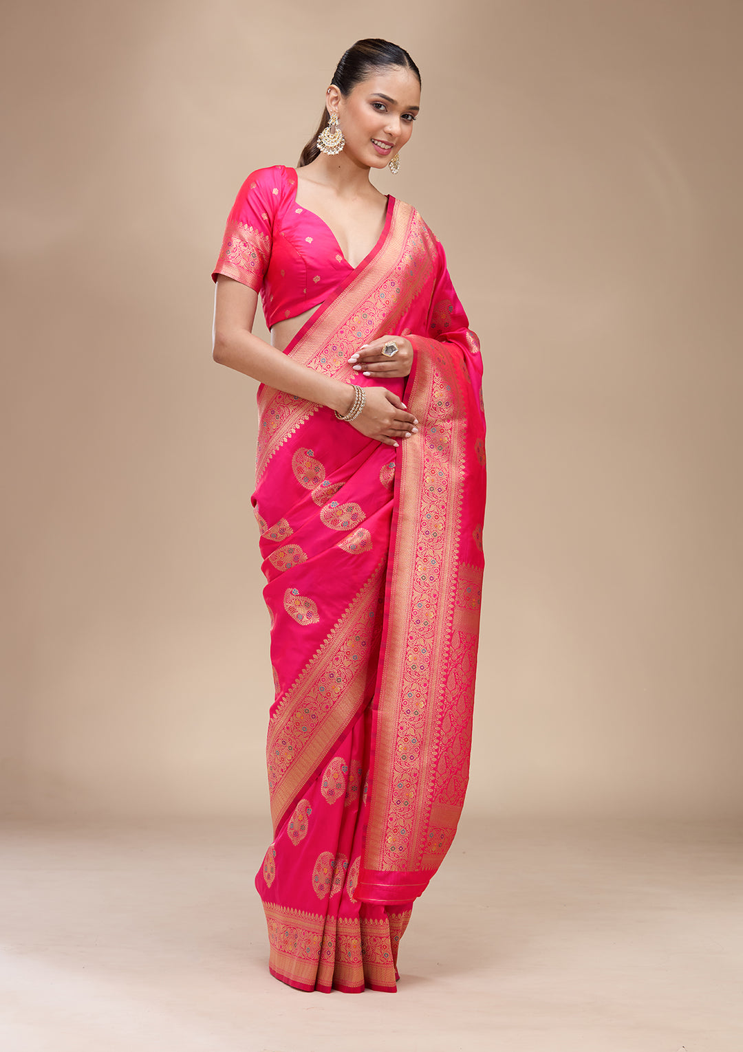 Pink Zariwork Art Silk Silk_Saree
