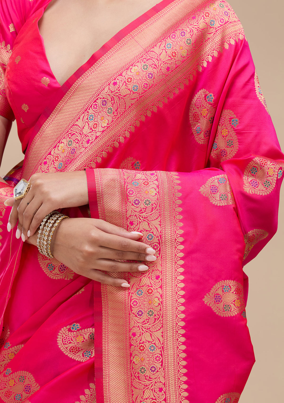 Pink Zariwork Art Silk Silk_Saree