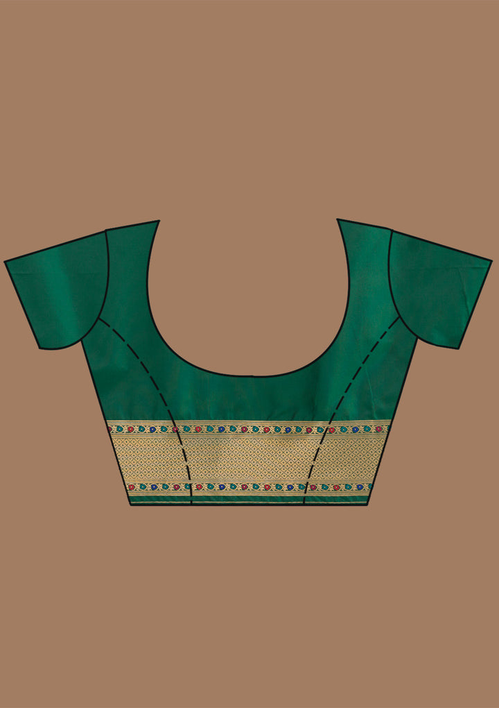 Bottle Green Zariwork Art Silk Saree