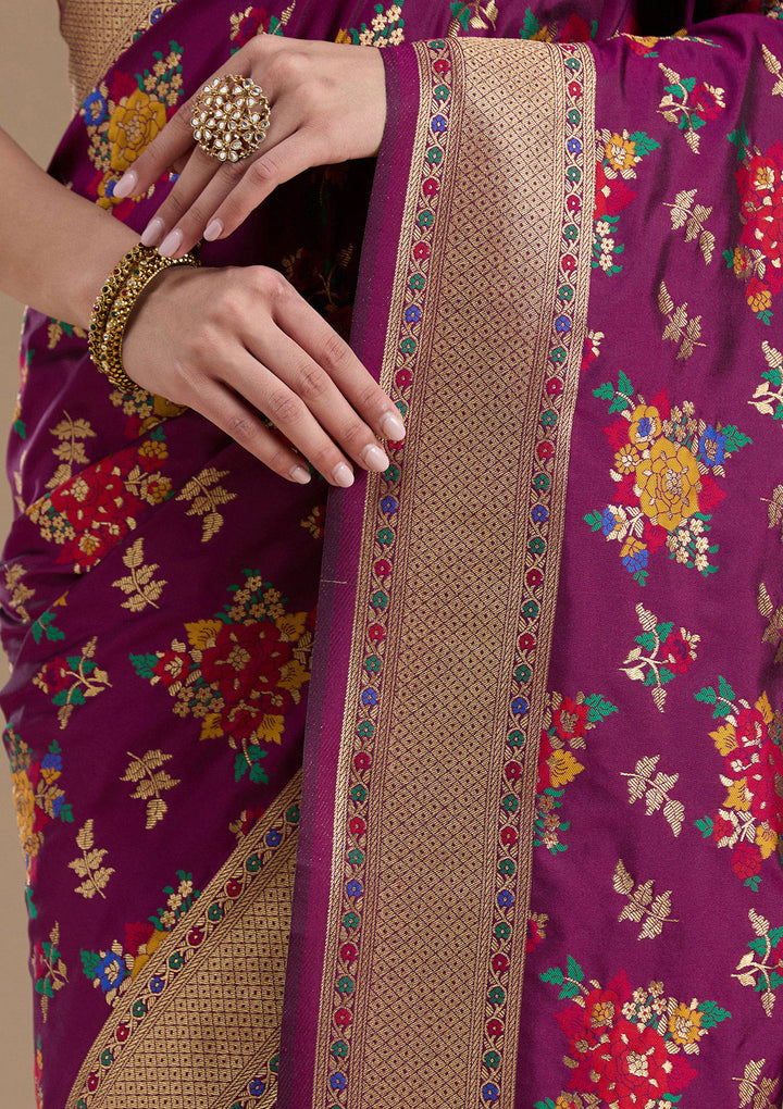 Wine Zariwork Art Silk Saree