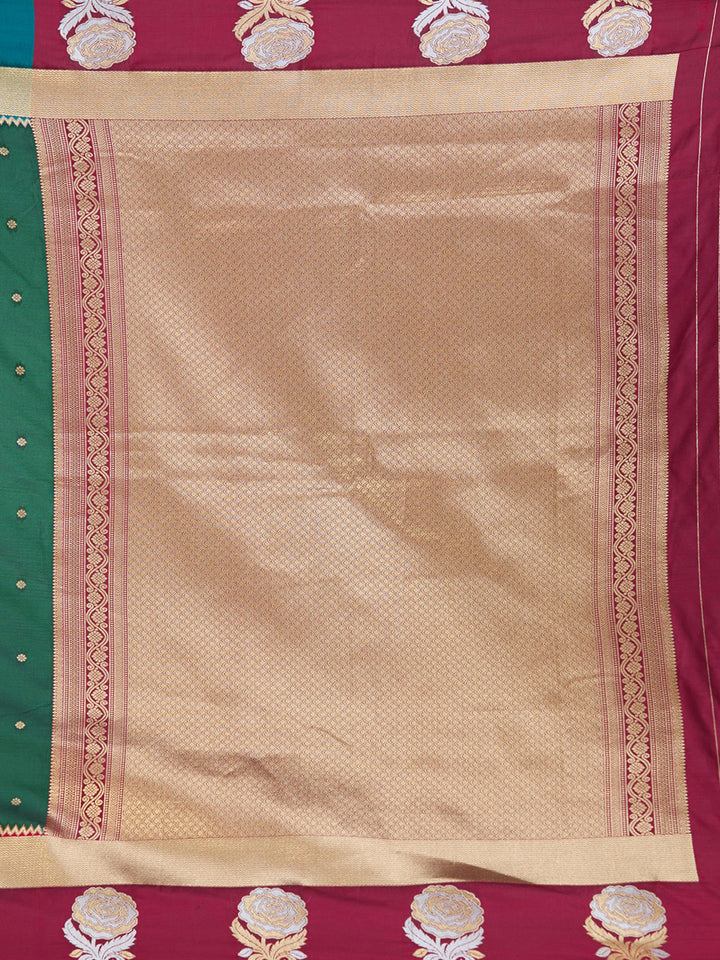 Bottle Green Zariwork Art Silk Saree