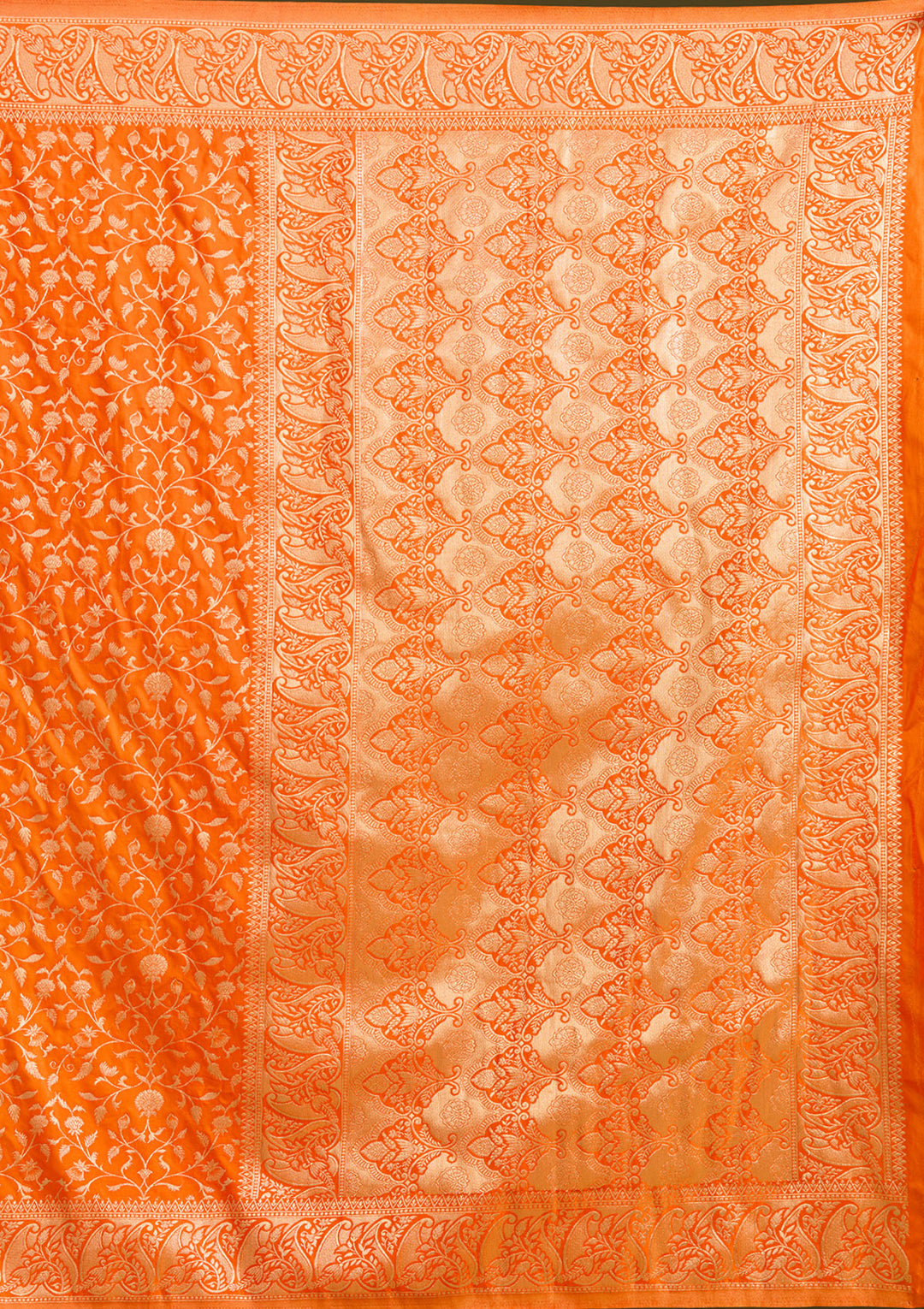 Orange Zariwork (Gold) Art Silk Silk Saree
