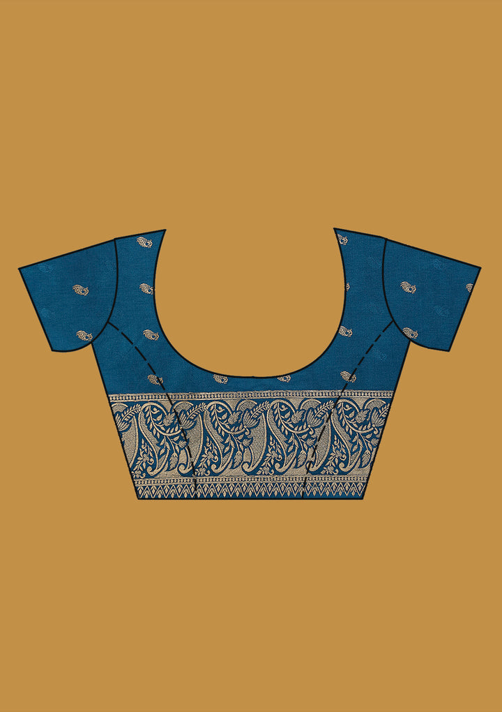 Turquoise Blue Zariwork (Gold) Art Silk Silk Saree