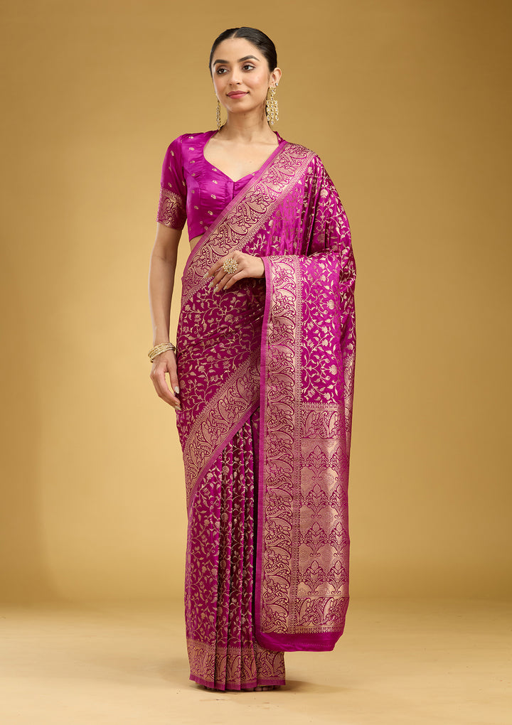Violet Zariwork (Gold) Art Silk Saree