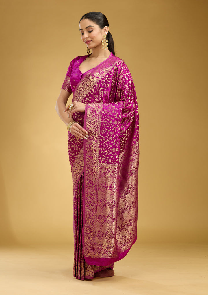 Violet Zariwork (Gold) Art Silk Saree