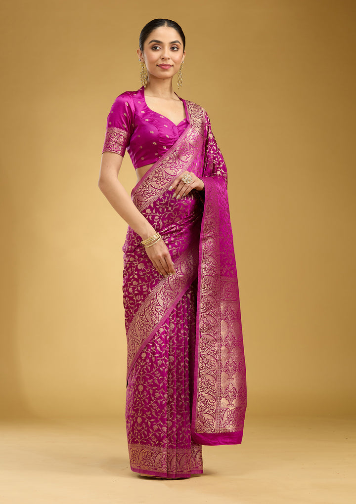 Violet Zariwork (Gold) Art Silk Saree