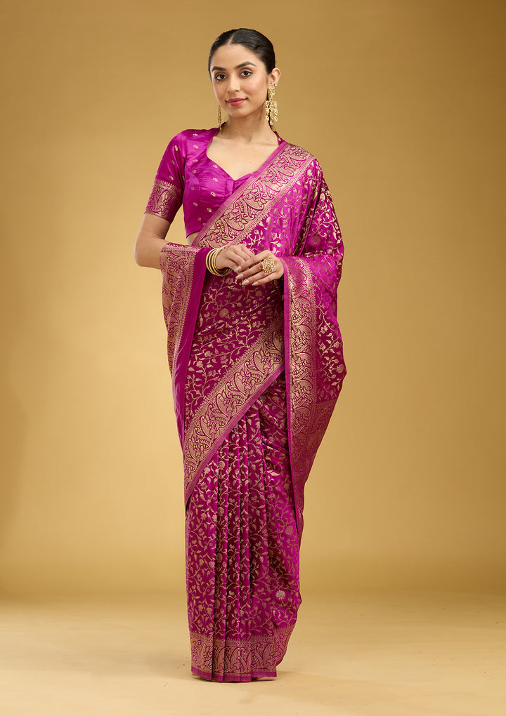 Violet Zariwork (Gold) Art Silk Saree
