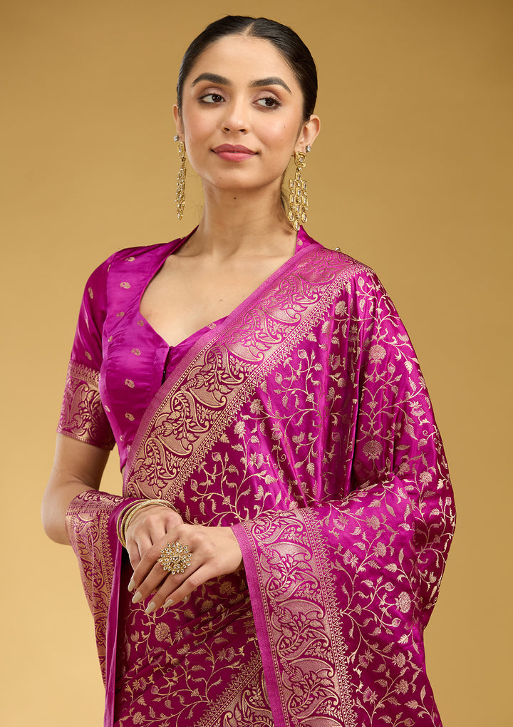 Violet Zariwork (Gold) Art Silk Saree