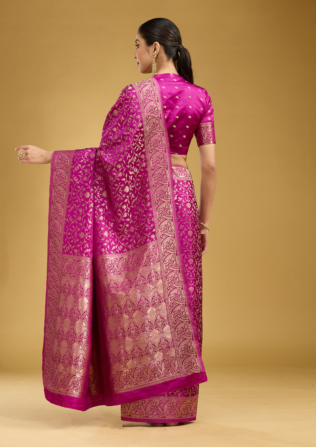 Violet Zariwork (Gold) Art Silk Saree
