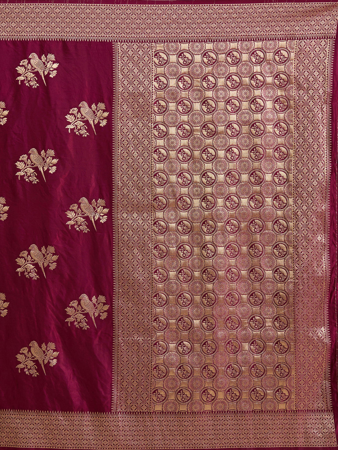 Wine Zariwork Art Silk Saree