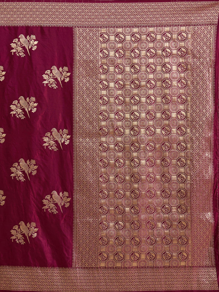 Wine Zariwork Art Silk Saree