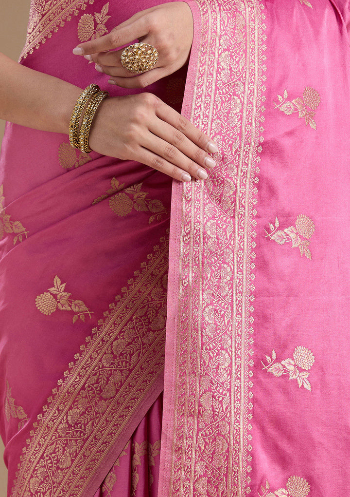 Baby Pink Zariwork Art Silk Saree