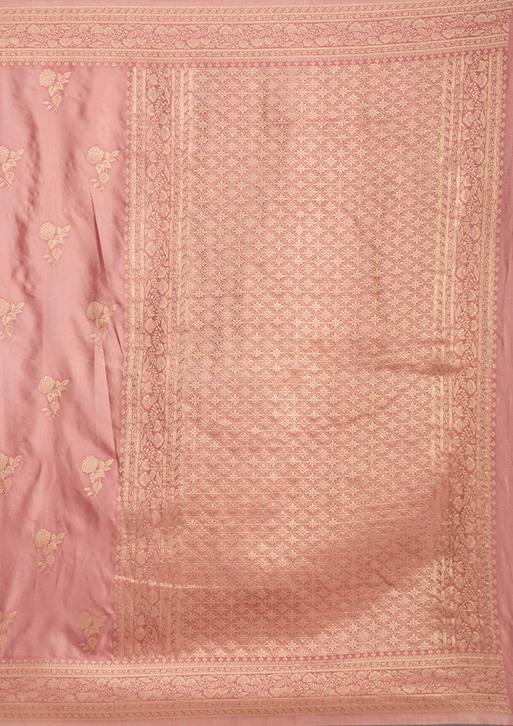 Onion Pink Zariwork Art Silk Saree