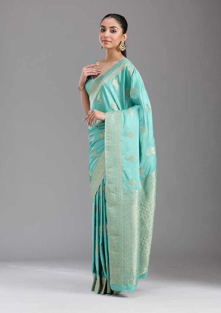 Sky Blue Zariwork Art Silk Saree