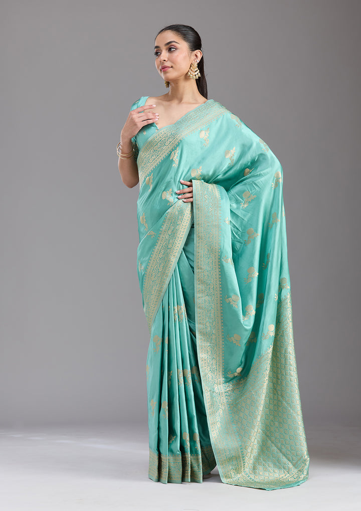 Sky Blue Zariwork Art Silk Saree