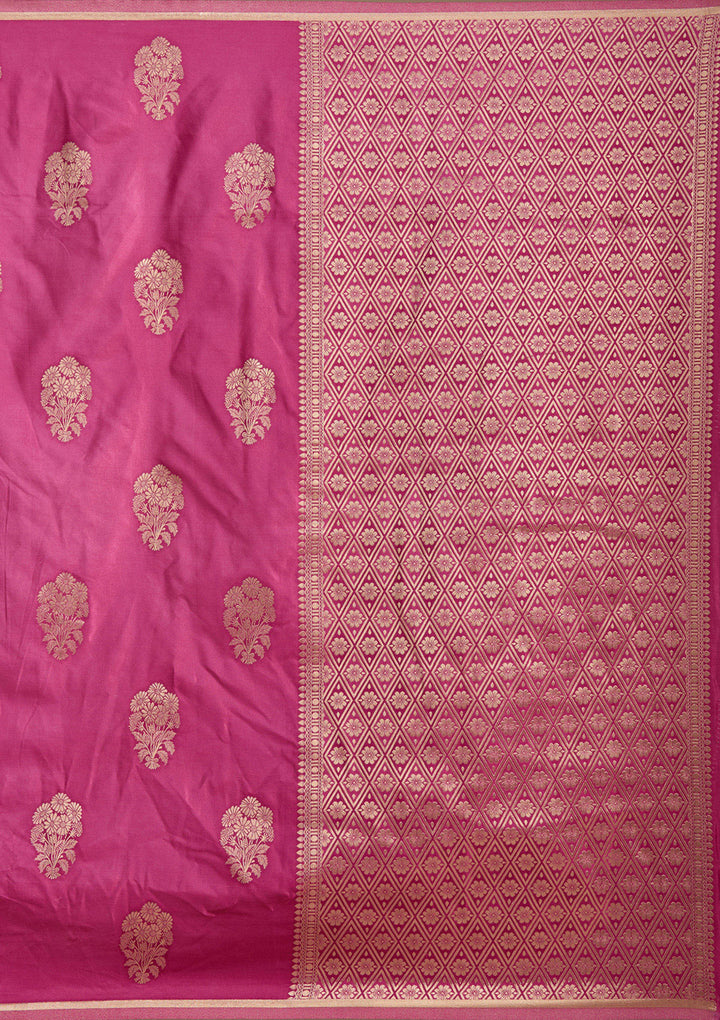 Onion Pink Zariwork Art Silk Saree