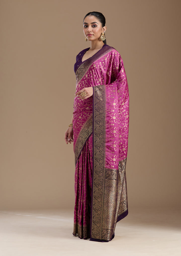 Lavender Zariwork (Gold) Art Silk Silk_Saree