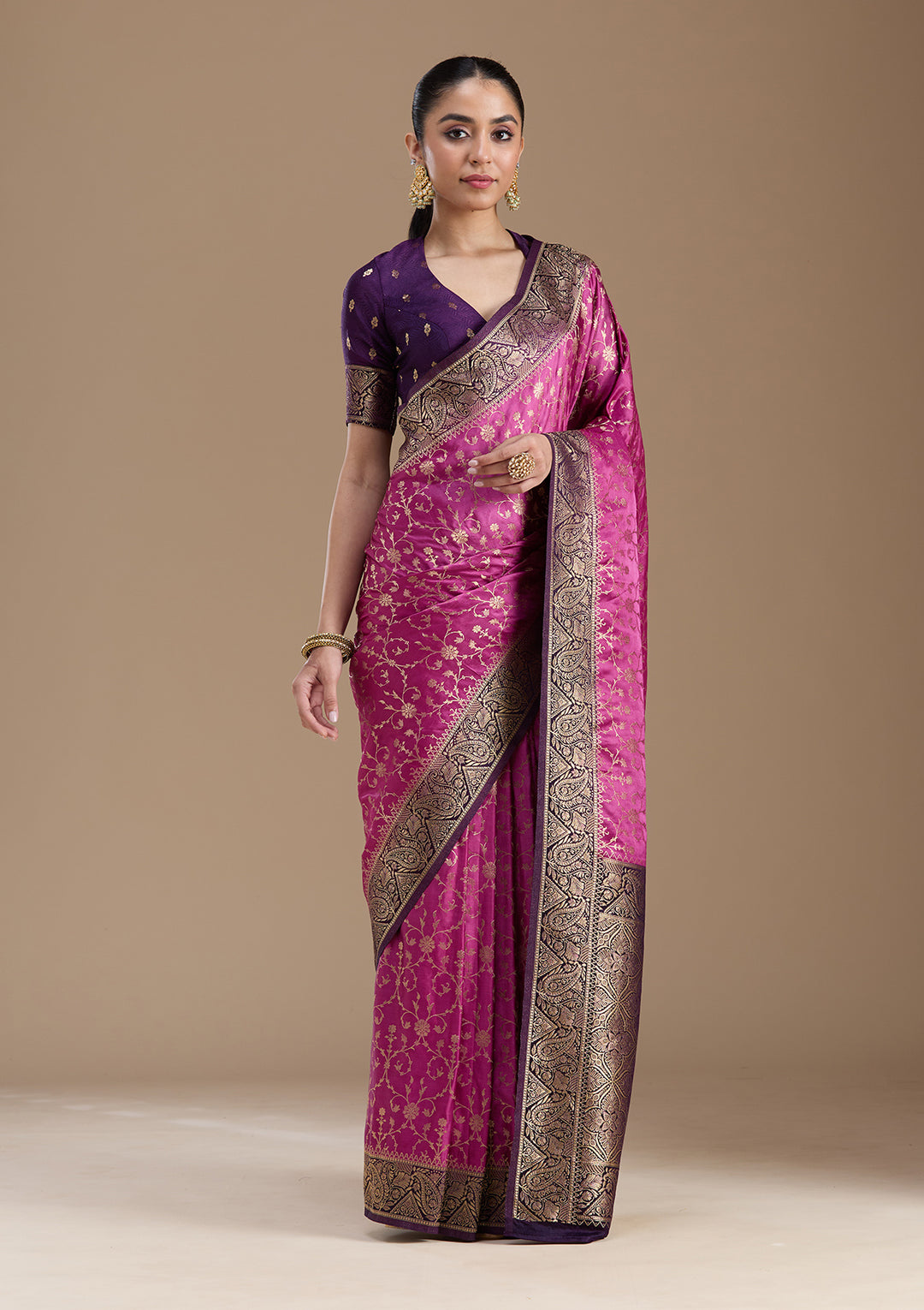 Lavender Zariwork (Gold) Art Silk Silk_Saree