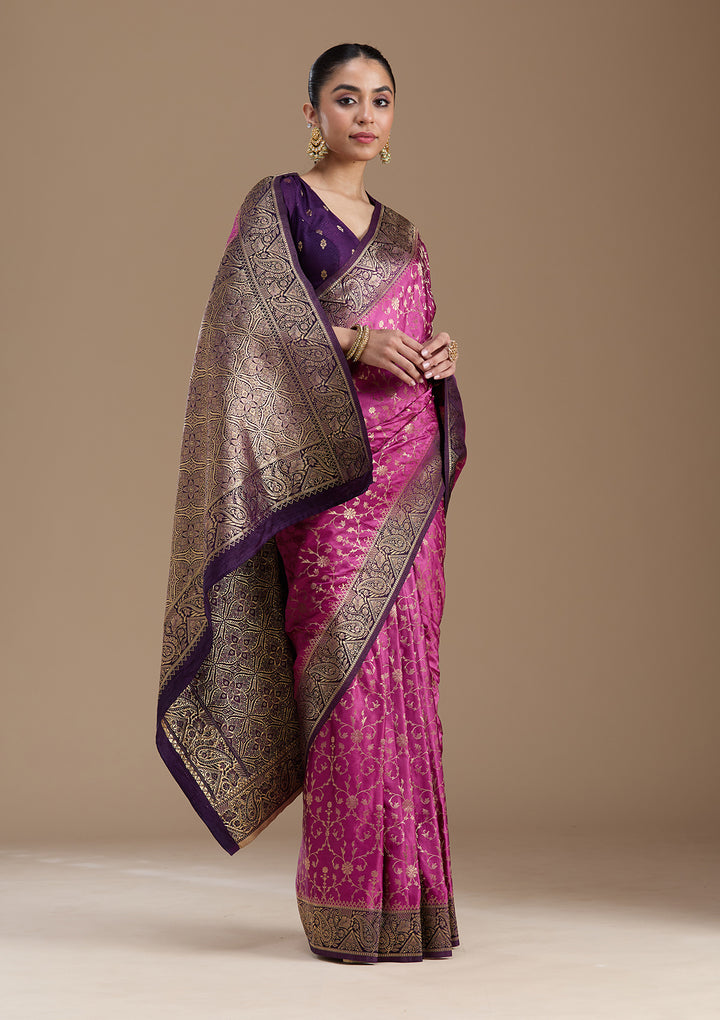 Lavender Zariwork (Gold) Art Silk Silk_Saree