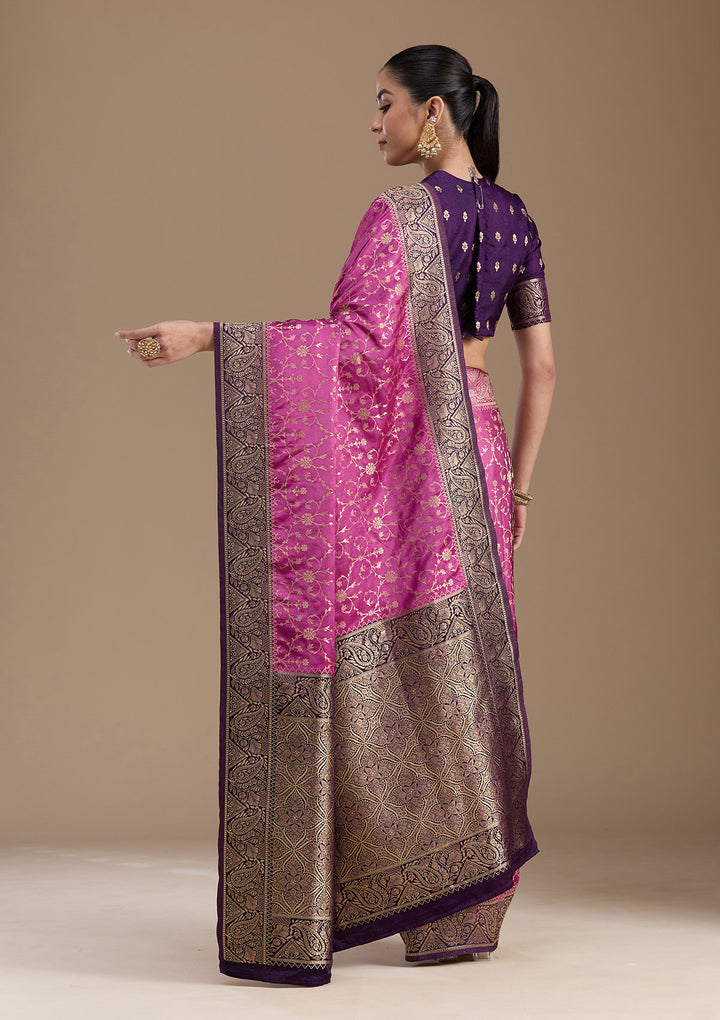 Lavender Zariwork (Gold) Art Silk Silk_Saree