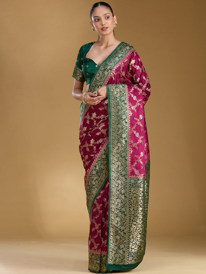 Bottle Green Zariwork (Gold) Art Silk Silk_Saree