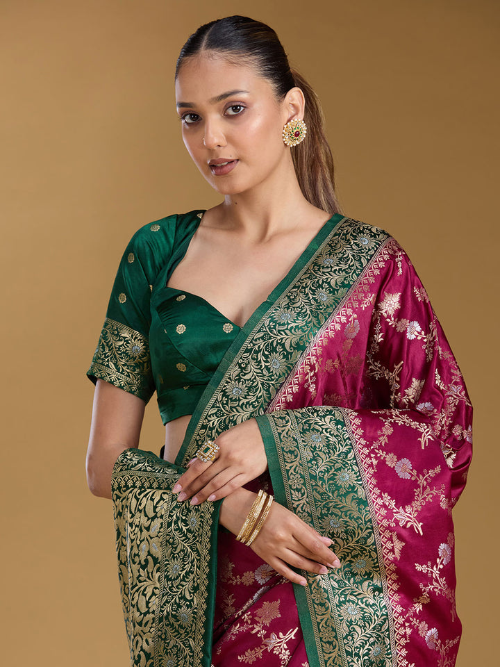 Bottle Green Zariwork (Gold) Art Silk Silk_Saree
