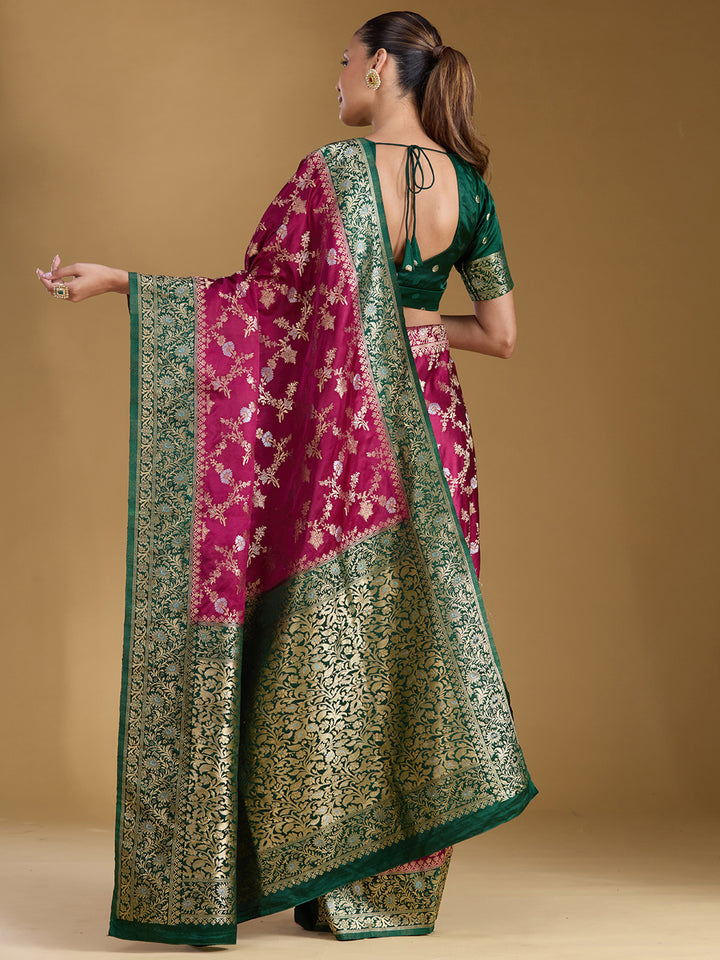 Wine Zariwork (Gold) Art Silk Silk_Saree