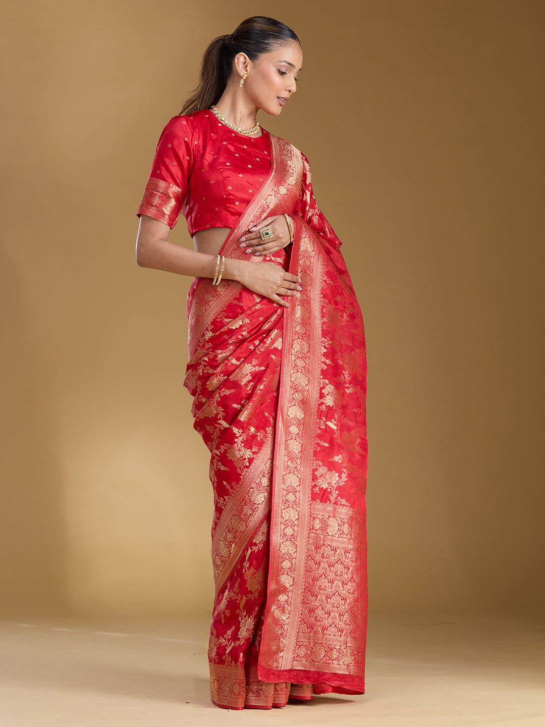 Red Zariwork (Gold) Art Silk Silk_Saree