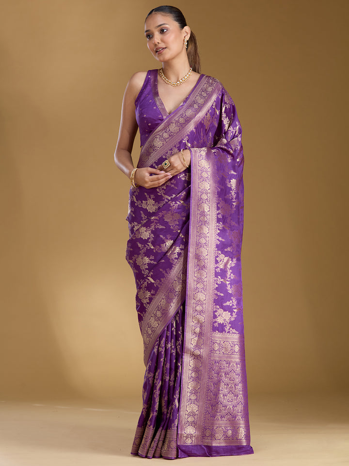 Violet Zariwork (Gold) Art Silk Silk_Saree