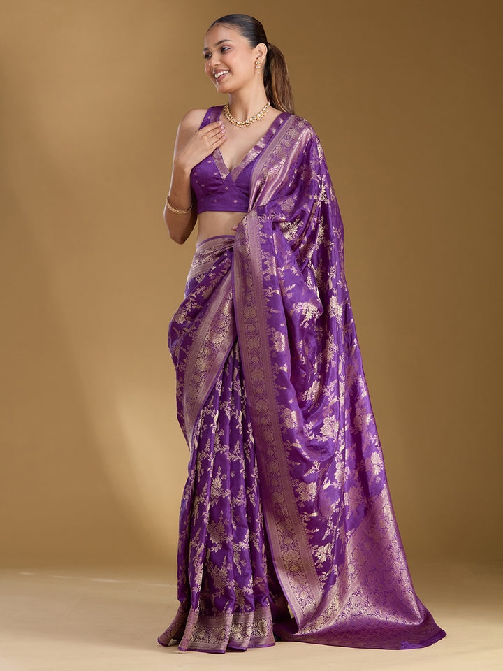 Violet Zariwork (Gold) Art Silk Silk_Saree