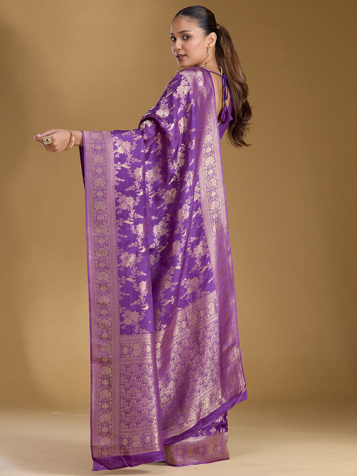 Violet Zariwork (Gold) Art Silk Silk_Saree