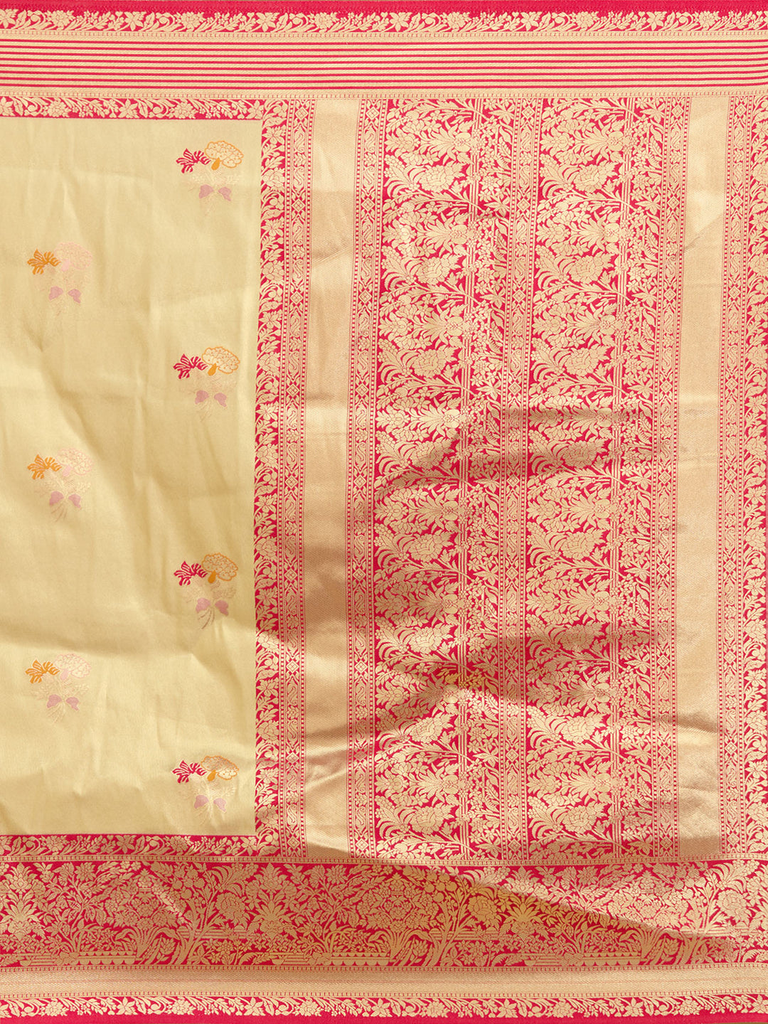 Cream Zariwork Art Silk Saree