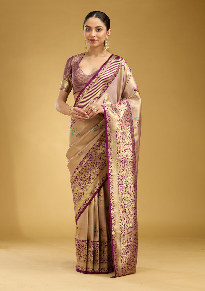 Mauve Zariwork Art Silk Saree