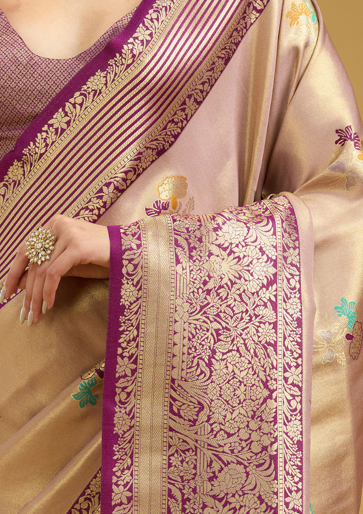 Mauve Zariwork Art Silk Saree