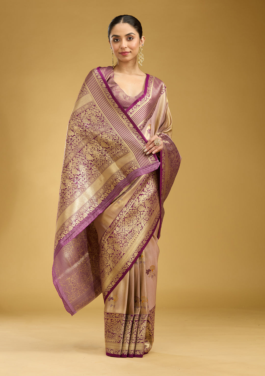 Mauve Zariwork Art Silk Saree