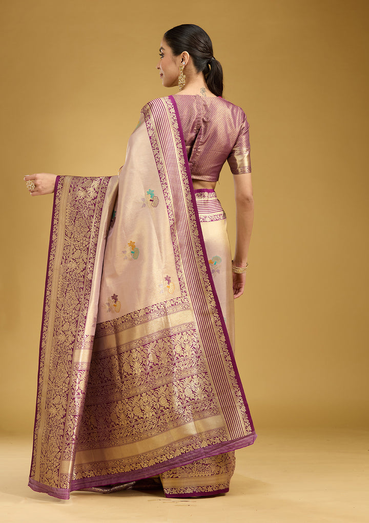 Mauve Zariwork Art Silk Saree