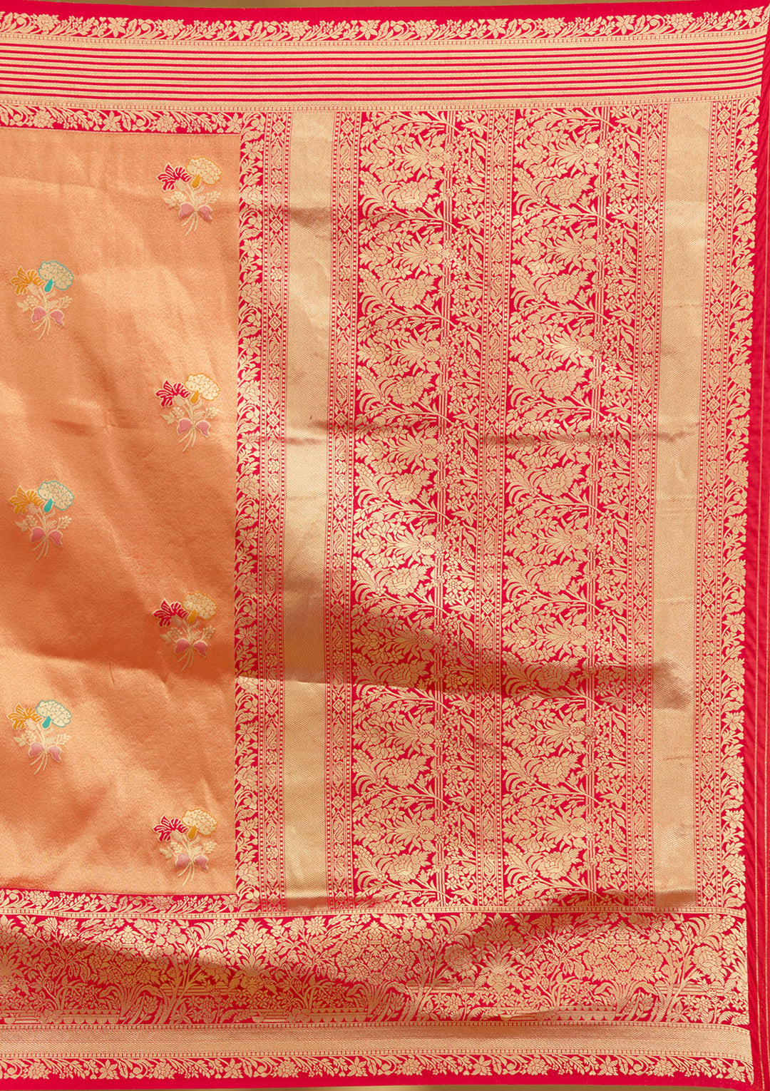 Rust Zariwork Art Silk Saree
