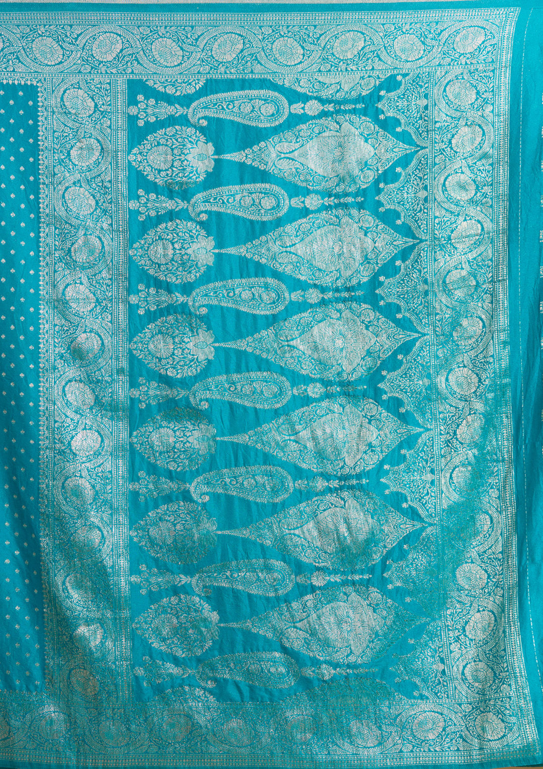 Peacock Blue Zariwork Art Silk Silk_Saree