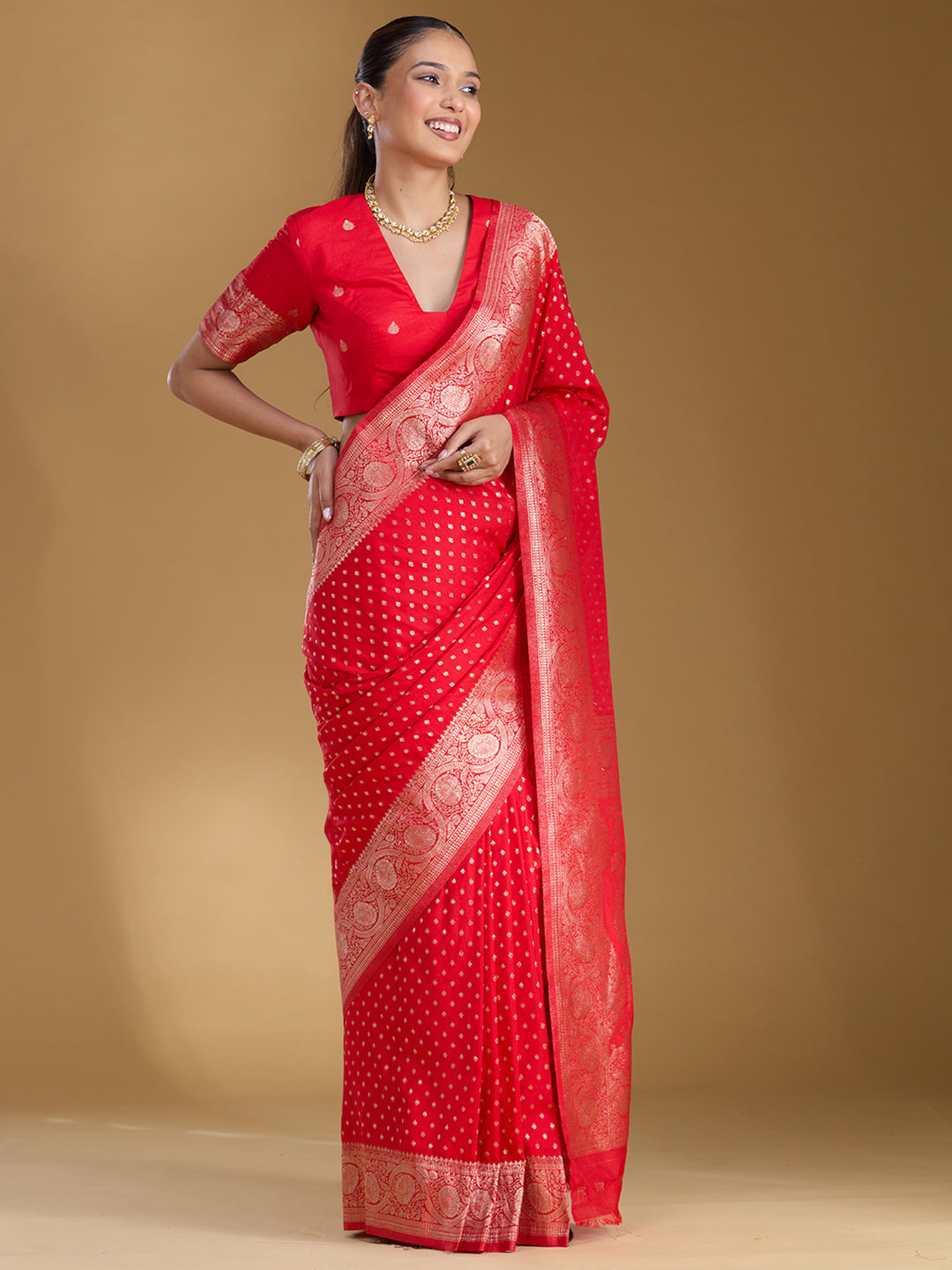Red Zariwork Art Silk Silk_Saree