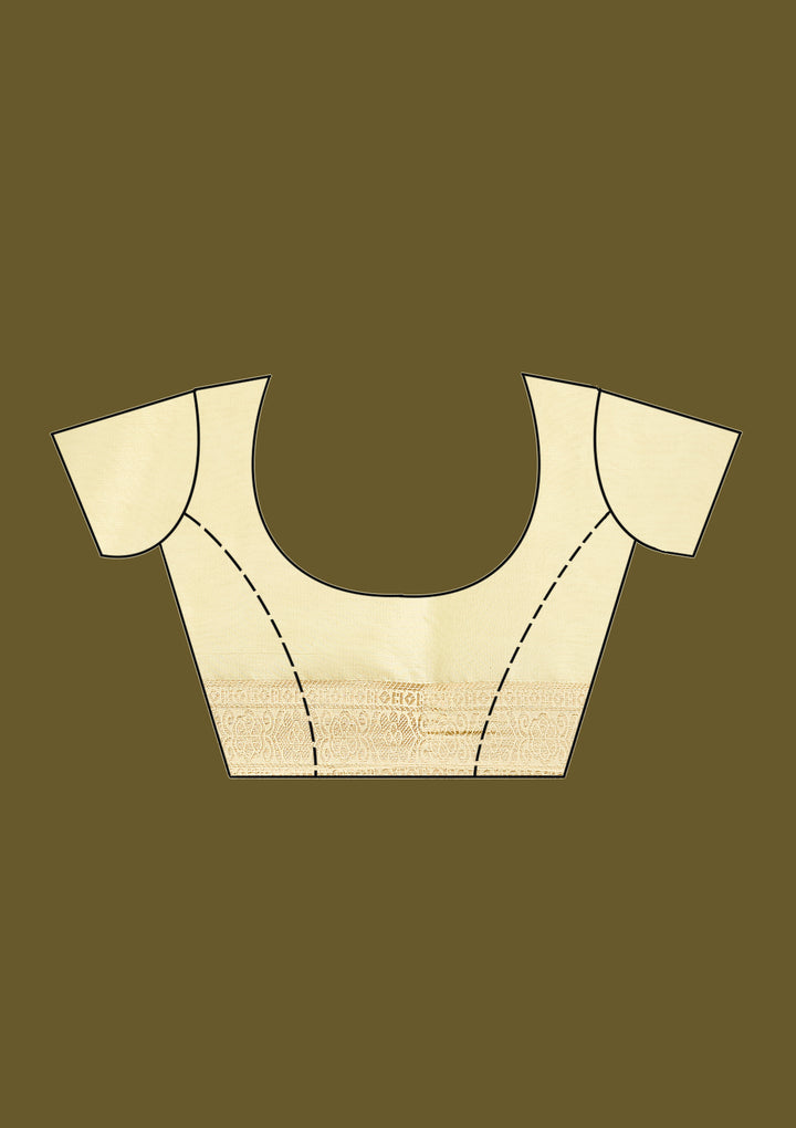 Cream Zariwork Georgette Silk Saree