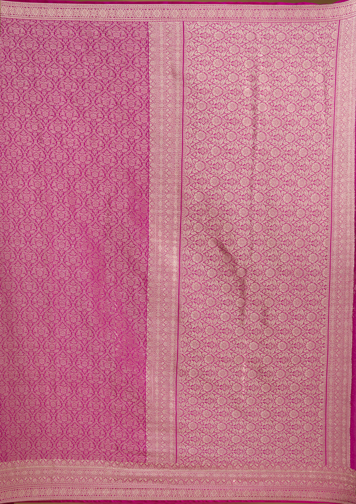 Magenta Pink Zariwork Georgette Silk_Saree