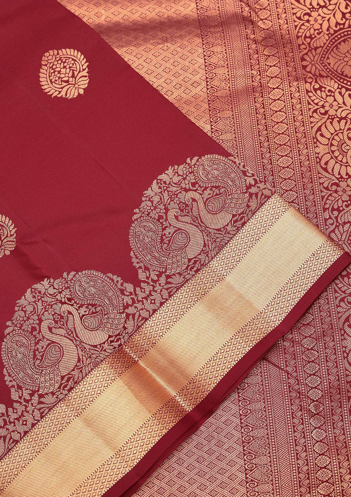 Brown Zariwork Pure Silk Saree