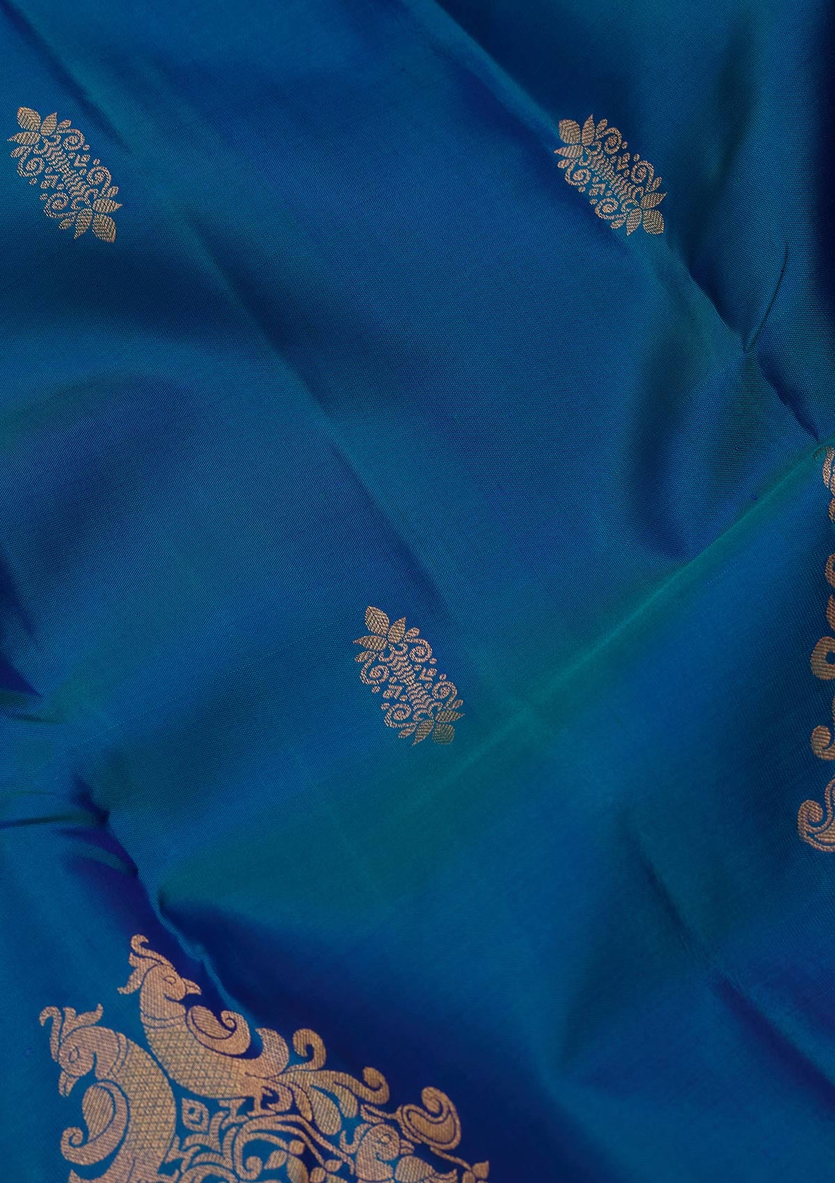 kosariii✴︎ Buy Turquoise Blue Zariwork (Gold) Georgette Silk_Saree - Koskii