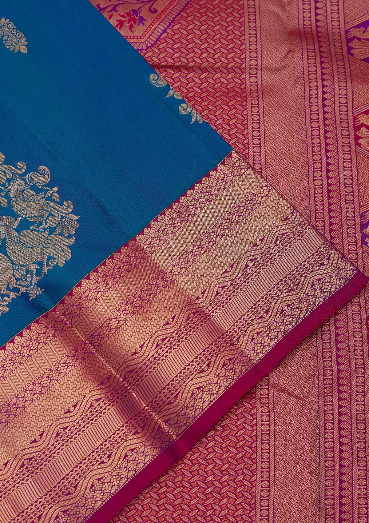 Buy Blue Zariwork Silk Silk_Saree - Koskii