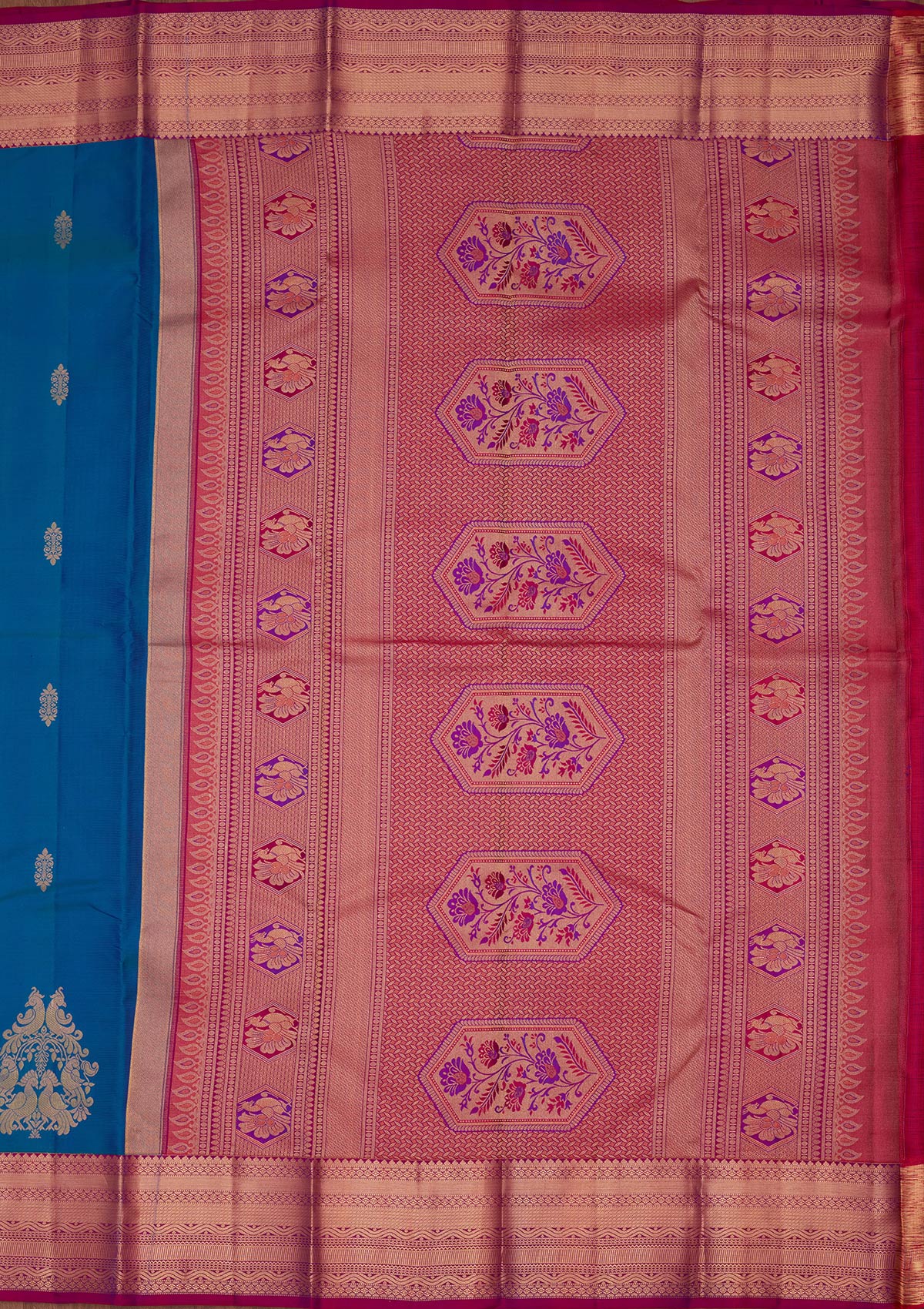Buy Blue Zariwork Silk Silk_Saree - Koskii