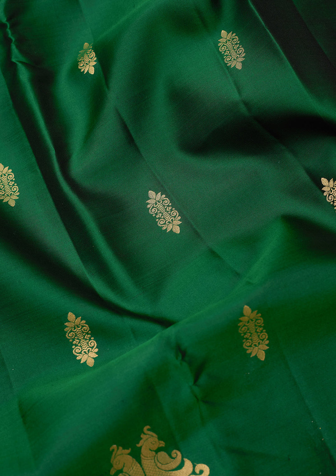 Bottle Green Zariwork (Gold) Silk Silk_Saree